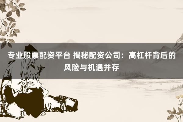 专业股票配资平台 揭秘配资公司：高杠杆背后的风险与机遇并存